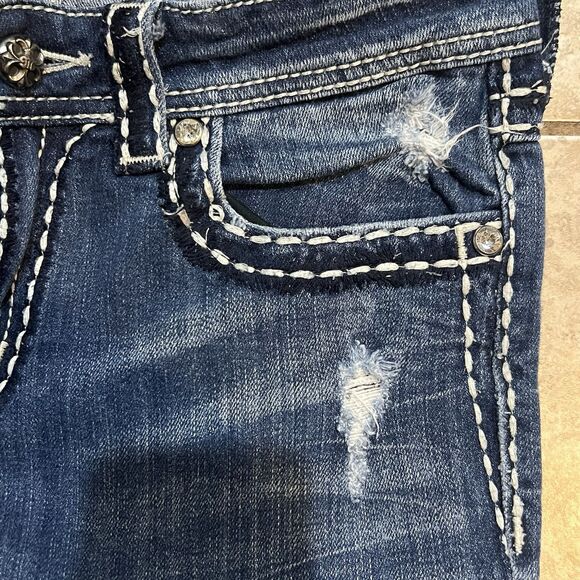 Miss Me Capri Womens Jeans Boyfriend Rise Blue Denim Size 25 (28 Measured) - Picture 5 of 7